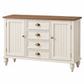 Aparador 140 x 45 x 85 cm de madera blanco y marrón con 4 cajones estilo clásico