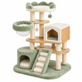 Árbol rascador para gatos 60 x 50 x 135 cm beige y verde de sisal y felpa multinivel