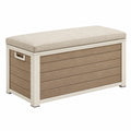 Banco baúl de exterior 120 x 55 x 60 cm de aluminio beige y marrón con asiento acolchado