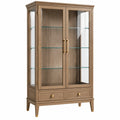Vitrina 100 x 45 x 180 cm de madera marrón con cristal y cajones de estilo clásico