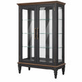 Vitrina 90 x 40 x 180 cm de madera y vidrio negra y marrón clásica con 2 puertas