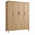Armario 160 x 55 x 200 cm de madera color roble con 4 puertas y 2 cajones